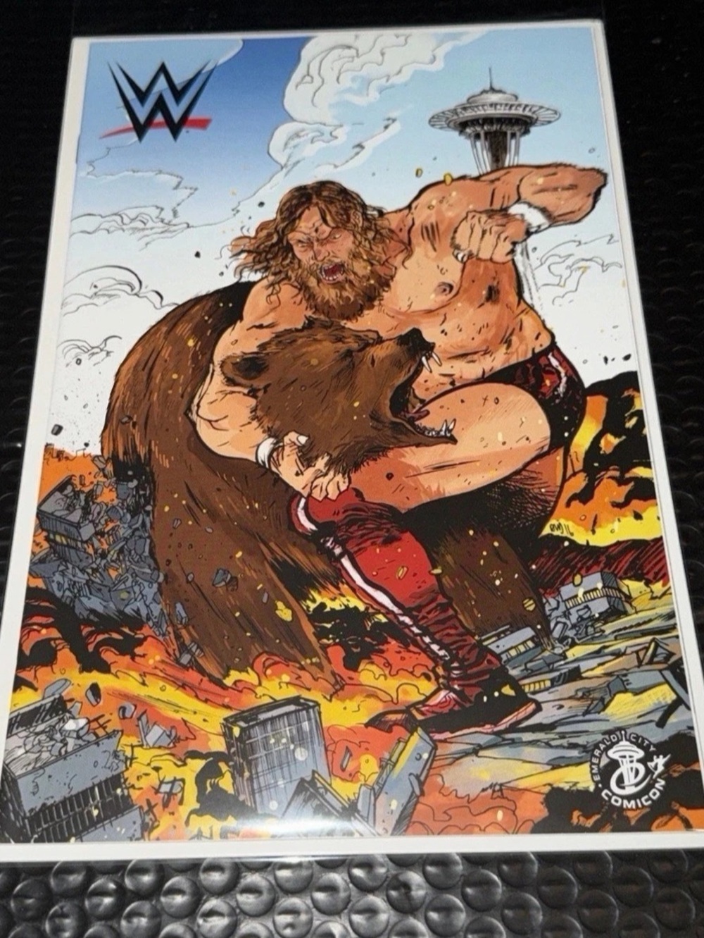 WWE Wrestling Art Poster Orange Brown